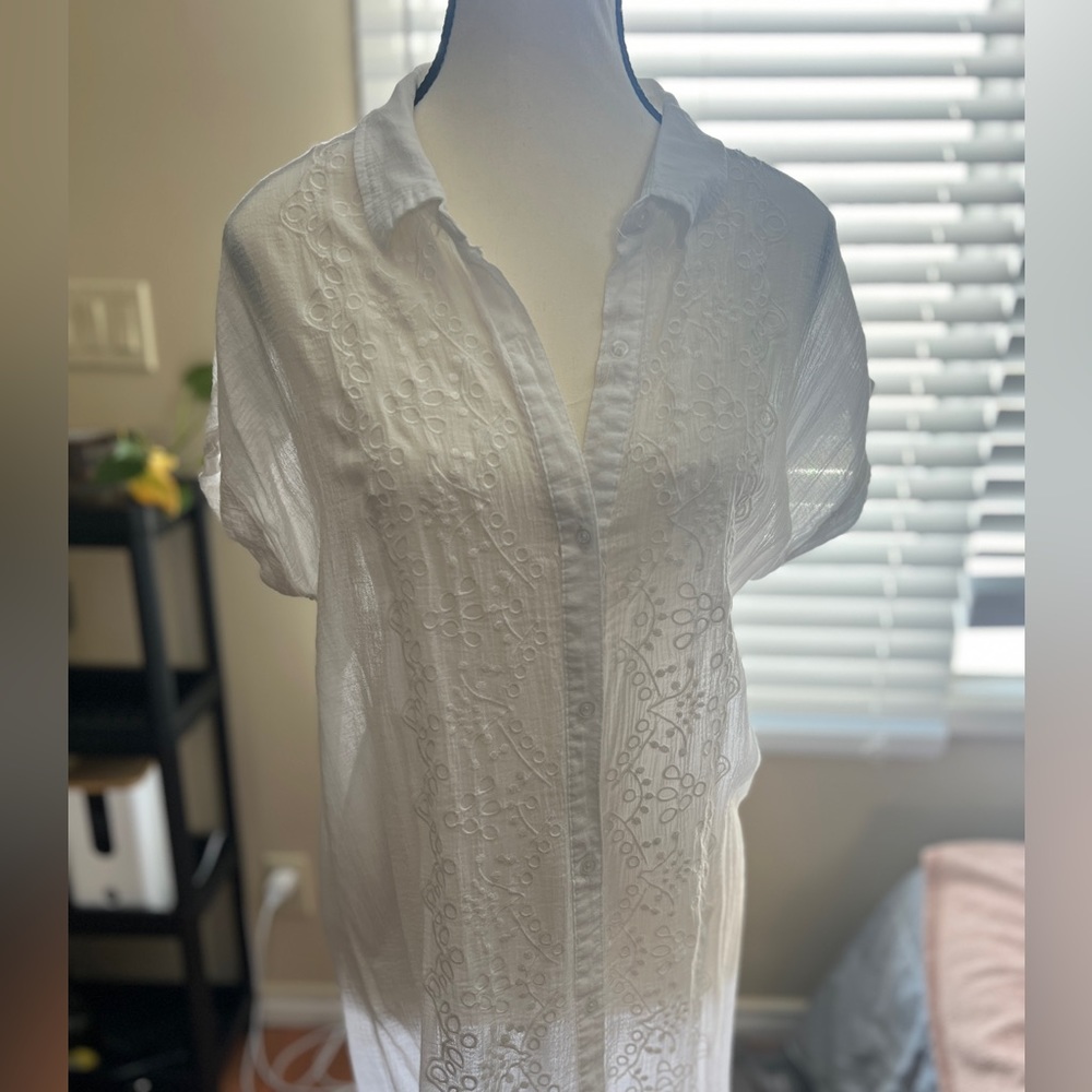 White Embroidered Blouse Dress
